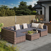 7 Pieces Patio Furniture Set, Rattan Conversation Set Garden Wicker Sofa Set with Washable Cushions and Coffee Table, All Weather PE Rattan Sectional Sofa, Grey