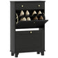Slim Shoe Storage with 2 Flip Drawers and Adjustable Shelves Shoe Cabinet Organizer for 8 Pair, Black