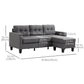 L-shaped Sofa, 3 Seater Couch with Ottoman, Corner Sofa with Thick Padded Cushion and Wood Legs, Dark Grey