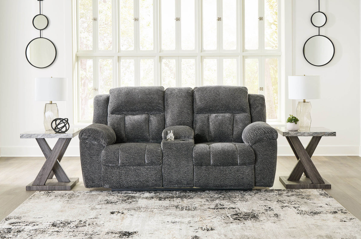 Frohn - Graphite - Dbl Reclining Loveseat With Console - Fabric - Forward Furniture