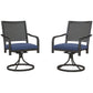 2 Pieces Patio Swivel Chairs with Cushion, Outdoor Swivel Rocker with Curved Armrests, Backrest for Garden, Balcony, Porch, Navy Blue