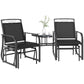 Outdoor Glider Bench with Coffee Table, Patio 2-Seat Rocking Chair Swing Loveseat with Breathable Sling for Backyard Garden Porch, Black