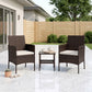 Wicker Bistro Set, 3 Piece Patio Furniture Set with 2-Tier Glass Top Table, Cushions for Balcony, Porch, Beige