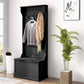 4-In-1 Hall Tree with Coat Rack, Top Shelf, Shoe Storage and Bench Seat, Entryway Bench with 4 Hooks, Black