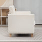 2-Seat Sofa Two-Seater Couch with Armrests and Wood Legs for Living Room, Bedroom, Cream White