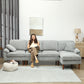 L-Shape Sofa, Modern Sectional Couch with Changeable Chaise Lounge, Pillows and Wooden Legs for Living Room, Grey
