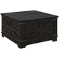 Farmhouse Square Coffee Table with Hidden Storage - Black