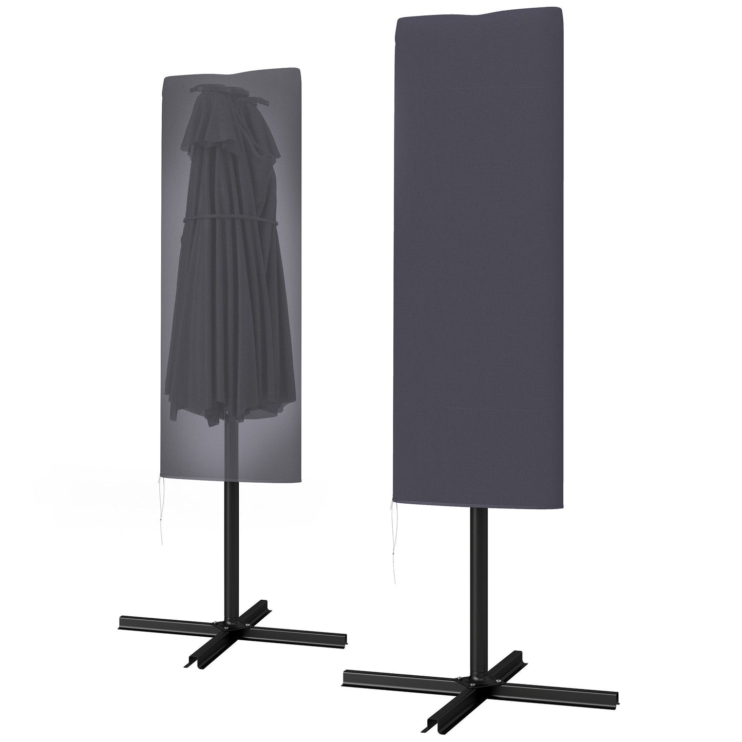 Garden Parasol Cover, Outdoor Patio Umbrella Cover with Zipper, Dark Grey