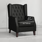 Faux Leather Accent Armchair with Thick Padding - Black