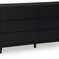 Danziar - 8 Pc. - Dresser, Mirror, Chest, King Slat Panel Bed With Low Footboard, 2 Nightstands - Black