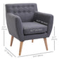 Mid-Century Linen Accent Chair with Wood Frame - Light Grey