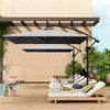 Patio Offset Umbrella UPF 50+ UV Protection, Crank Parasol with Base, Cover & Wind Securing, Khaki