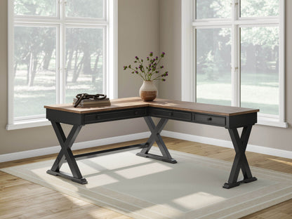 Wildenauer - Brown / Black - Home Office Desk And Return - Forward Furniture