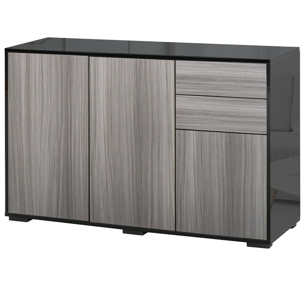 Kitchen Sideboard Coffee Bar with 2 Drawers - Black