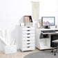 7-drawer Vertical File Cabinet for Home Office, Storage Cabinet with Wheels, 18.7"x15.6"x35.4", White