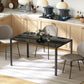 Rectangular Kitchen Table for 4 People, Dining Table with Tabletop Tempered Glass for Dining Room, Living Room, Black