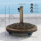 46lbs Resin Round Patio Umbrella Base with Wheels, Umbrella Stand Base, Heavy Duty Patio Umbrella Holder for 1.3"/1.5"/1.9" Poles for Outdoor, Lawn, Poolside, Bronze