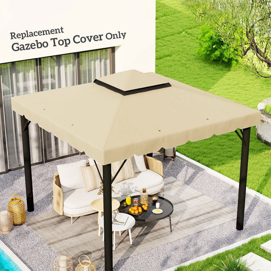 10' x 10' Gazebo Replacement Canopy, Gazebo Top Cover with Double Vented Roof for Garden Patio Outdoor TOP ONLY, Beige