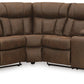 Trail Boys - Walnut - 2-Piece Reclining Sectional With Raf Reclining Loveseat With Console - Faux Leather