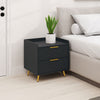 Bedside Table, Nightstand with 2 Drawers, Side End Table with Metal Legs for Bedroom, Black