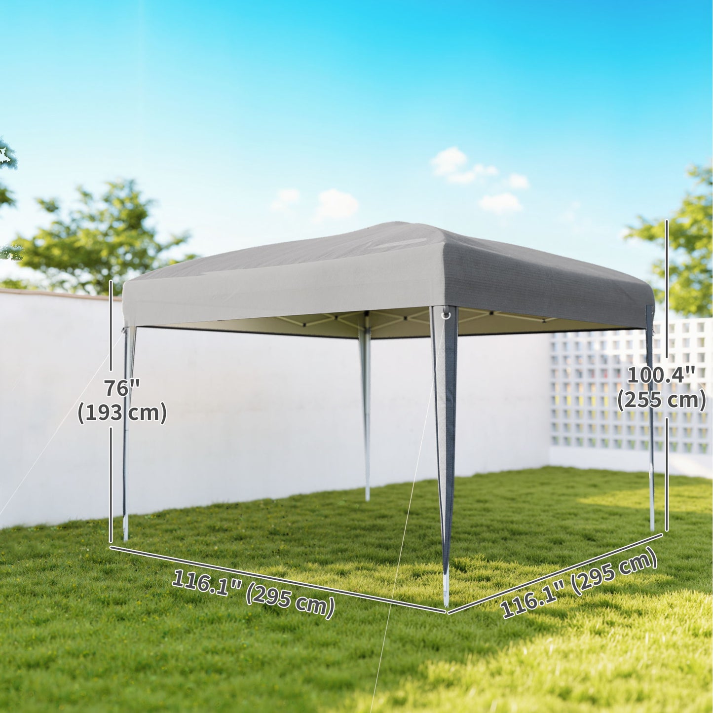 10 x 10ft Folding Pop Up Tent Outdoor Gazebo Canopy with Carrying Bag, Grey