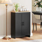 Modern Storage Cabinet with Doors and Adjustable Shelf for Kitchen, Living room, 23.6" x 11.8" x 35.4", Black
