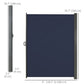 118" x 79" Outdoor Folding Privacy Screen Retractable Side Awning Patio with Resistance to UV Rays and Wind Dark Blue