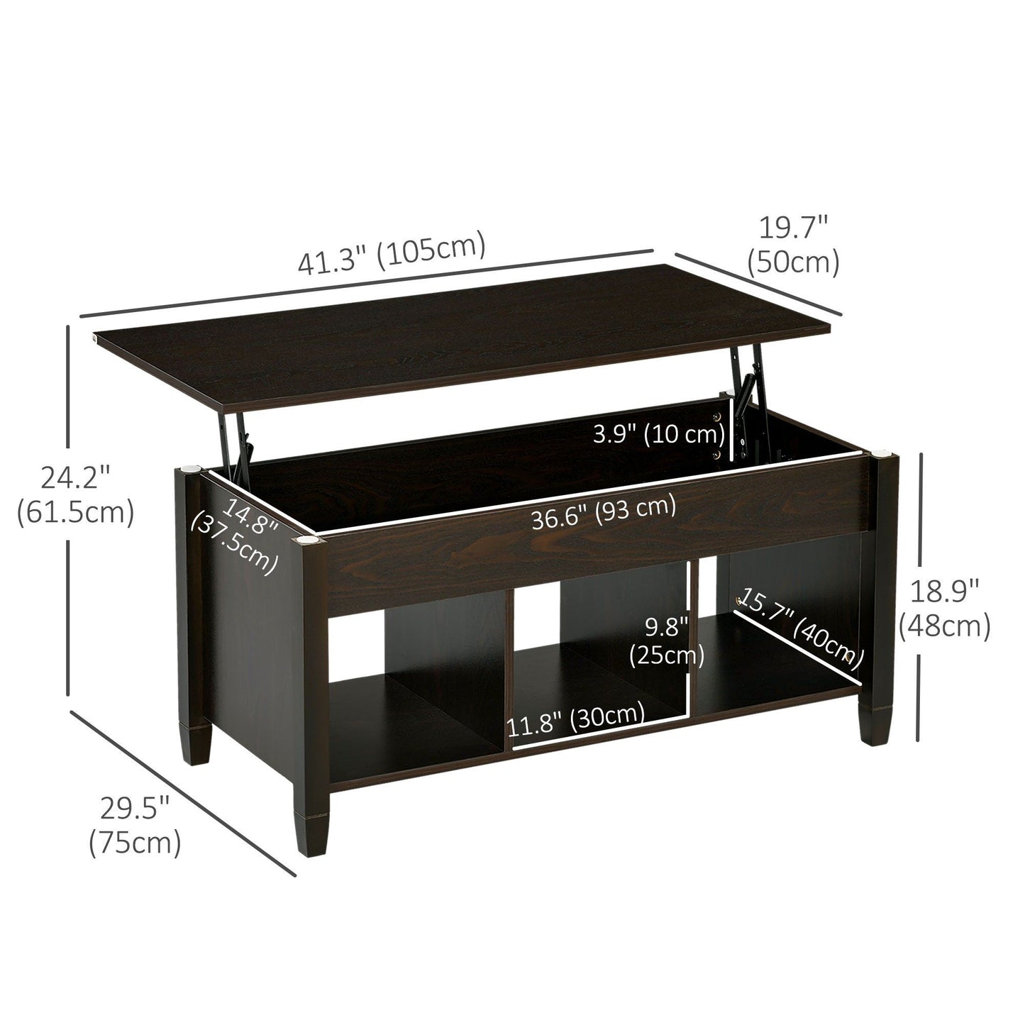 41" Lift Top Coffee Table with Hidden Storage - Espresso