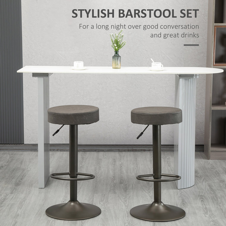 Set of 2 Adjustable Swivel Bar Stools with Footrest