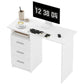 Computer Desk with Storage, 39" Home Office Desk with 3 Drawers nad Open Shelf, Writing Table for Bedroom, White