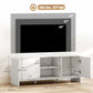 TV Stand for up to 55 Inch TV, Nordic Entertainment Center with 2 Cabinets and 2 Open Shelves for Living Room, White