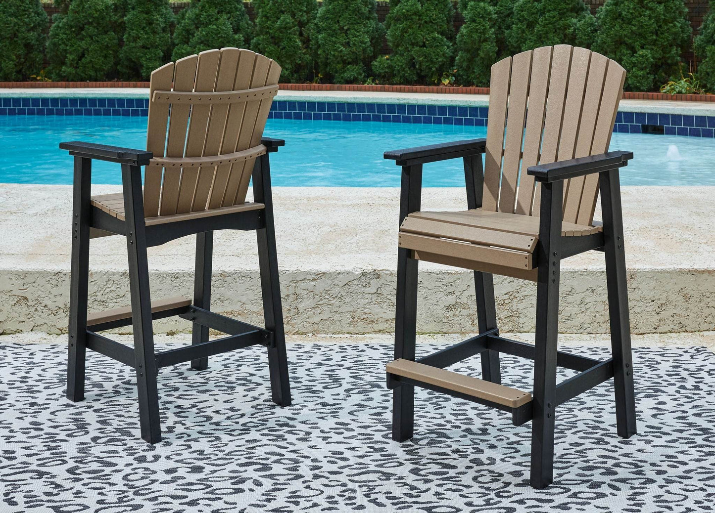 Fairen Trail - Black / Driftwood - Tall Barstool (Set of 2)