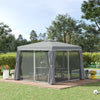 10' x 10' 2-Tier Outdoor Gazebo Canopy Tent with Zippered Mesh Sidewalls, Aluminum Frame for Patio, Backyard, Dark Grey