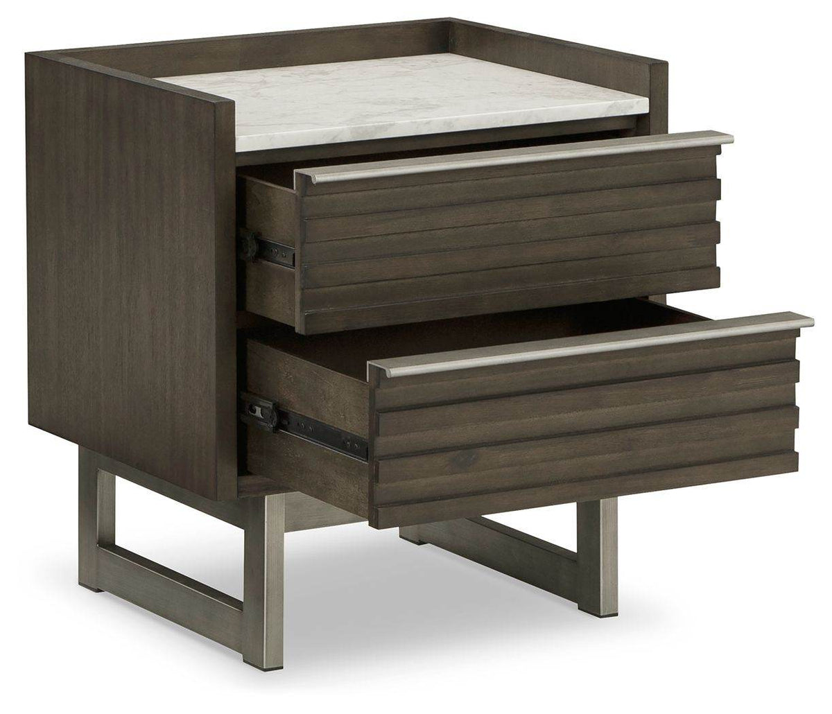 Arkenton - Grayish Brown / White - Two Drawer Night Stand - Forward Furniture