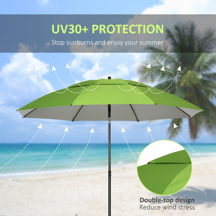 6.6ft Green Arched Beach Umbrella with Steel Frame & Carry Bag