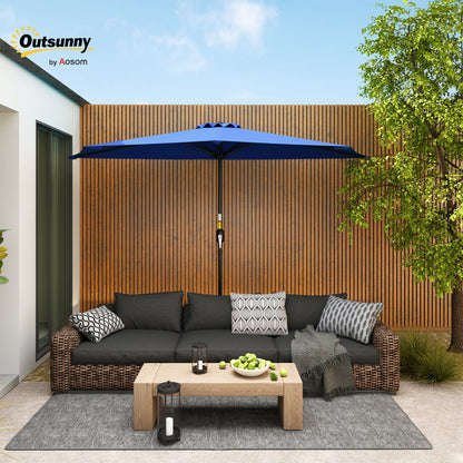 9ft Deep Blue Half Round Umbrella with 5 Ribs