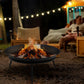 Fire Pit with Poker, Garden Fire Brazier Patio Heater Log Wood Burner for Outdoor Camping Bonfire, Black