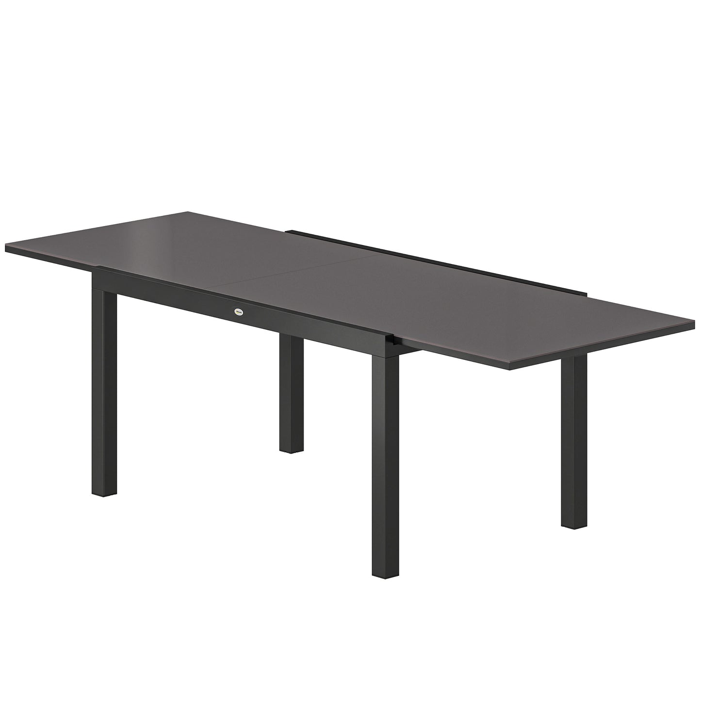 Expandable Outdoor Dining Table, 55"-95" Patio Table with Tempered Glass Top and Aluminum Frame, Black