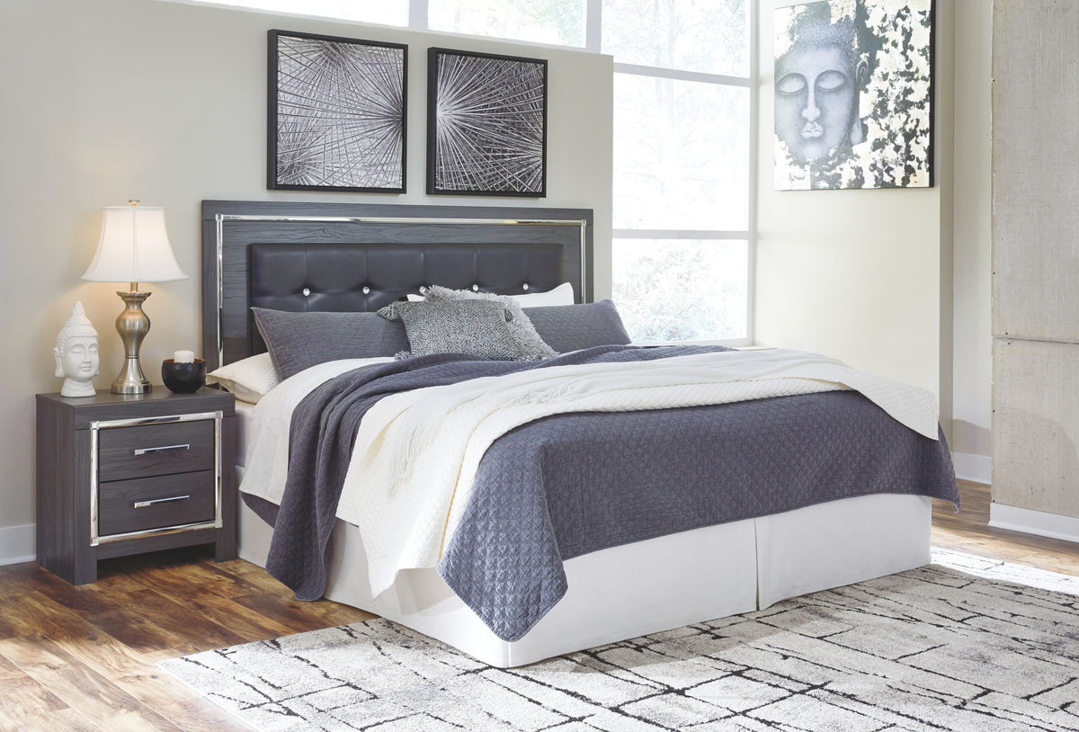 Lodanna - King Upholstered Panel Headboard with Bolt on Bed Frame - Gray