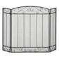 3-Panel Folding Fireplace Screen, Steel Mesh Fire Spark Guard Cover with Decorative Vine Pattern for Living Room Indoor Decor, 41.25" x 31.75", Black