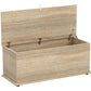 39.5" Storage Chest with 2 Safety Hinges, Storage Box Organizer with Flip-Top Lid, Entryway Storage Bench, Oak