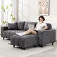 Sectional Couch with Integrated Seat, 3 Seater L-Shaped Sofa with Changeable Chaise, Spring Cushion, 2 Pillows, Grey