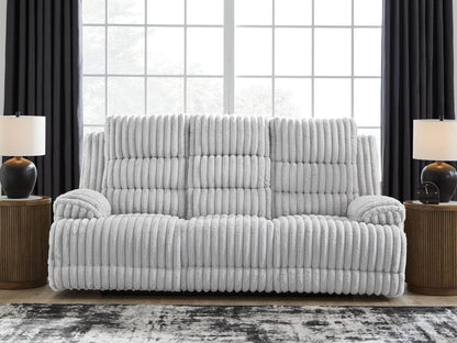 Rhines Falls - Alloy - Reclining Power Sofa With Drop Down Table - Forward Furniture