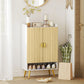 Entryway Shoe Storage Cabinet, Narrow Shoe Cabinet with Adjustable Shelves and Open Shelf for 15 Pairs of Shoes, Natural
