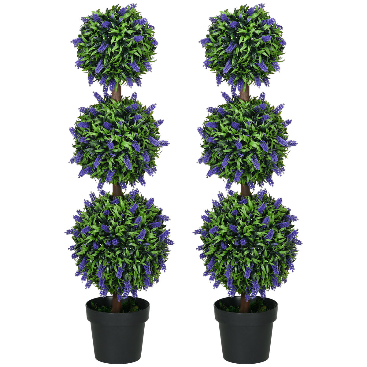 3.5ft Set of 2 Artificial Plants, Lavender Flowers Ball Trees with Pot, for Home Indoor Outdoor Decor