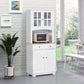 Coastal Kitchen Buffet with Hutch and Glass Doors - White