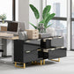 Lateral File Cabinet with 2 Drawers, Modern Filing Cabinet for Letter/A4/Legal Size Files, High Gloss Black