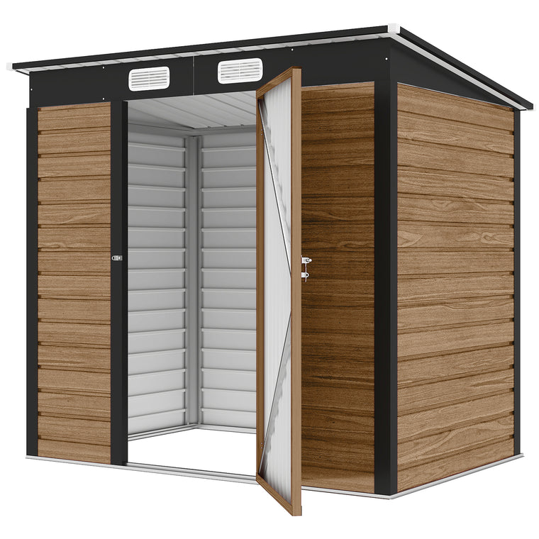 6' x 4' Galvanized Garden Shed with Double Doors and Vents