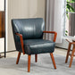Accent Chair, Modern Armchair, Faux Leather Upholstered Living Room Chair with Wood Legs and Wide Padded Seat, Blue