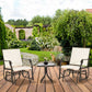 3 Piece Patio Glider Set Outdoor Gliders with Breathable Mesh Seat, Glass Top Table for Garden, Yard, Blue